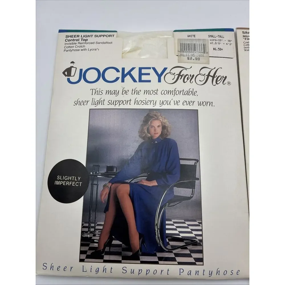Vintage Jockey For Her Sheer Pantyhose Small Tuxedo Black/ White 1992-1993
